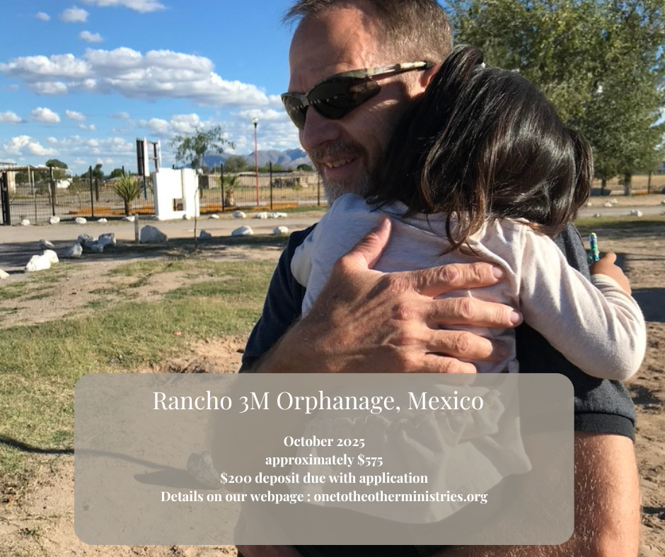 Picture of adult hugging a child in background of text about trip