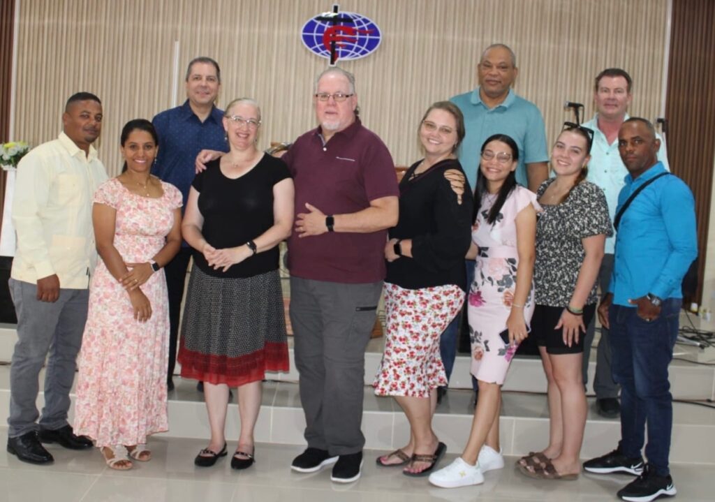 group of medical team posed for a picture at church